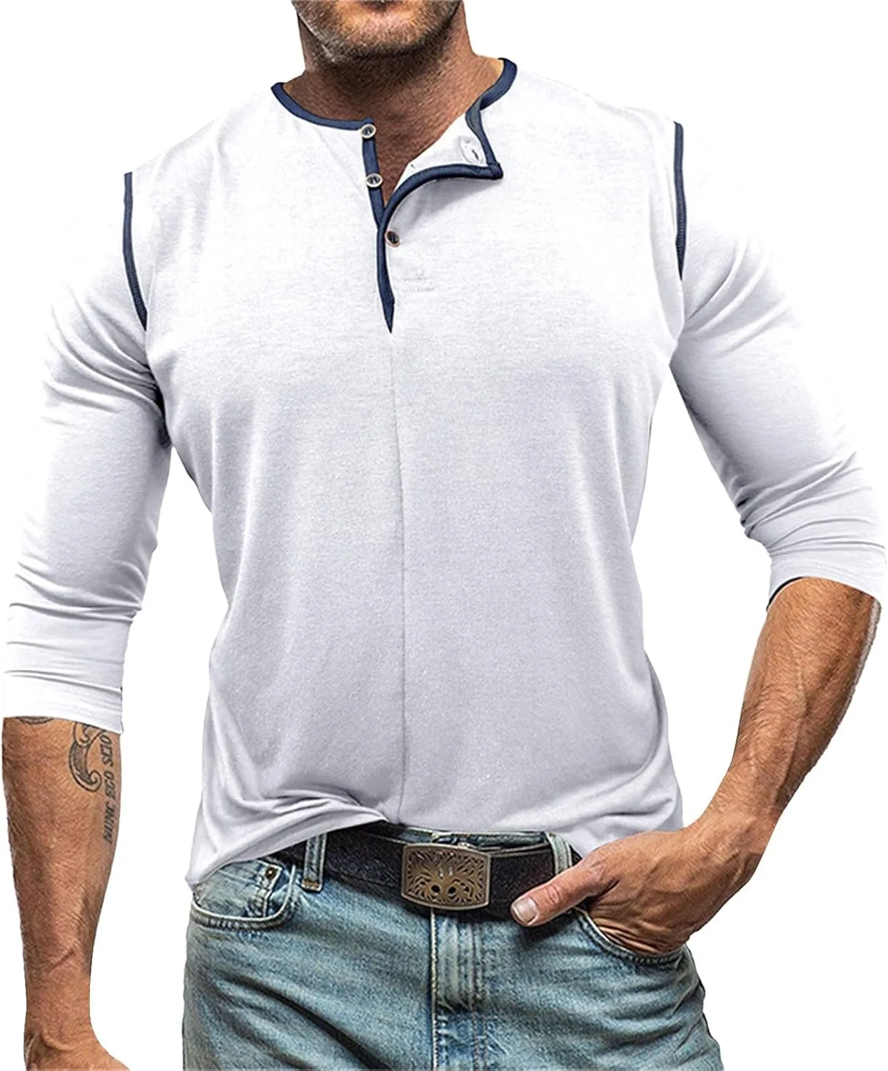 

Мужская хлопковая футболка-поло с длинным рукавом