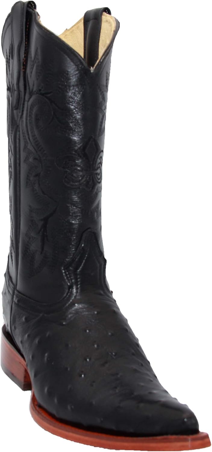 

Вестерн-магазины, роскошные мужские кожаные ковбойские сапоги с тиснением страусиного пера и заостренным носком The Western Shops, черный