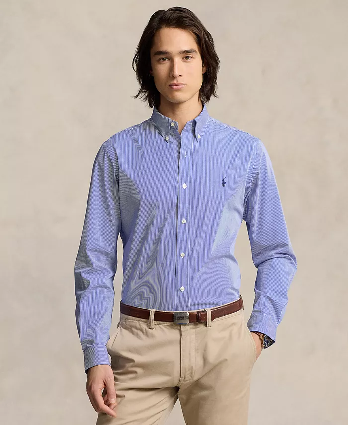 

Мужская облегающая рубашка из стрейч-поплина Polo Ralph Lauren, синий