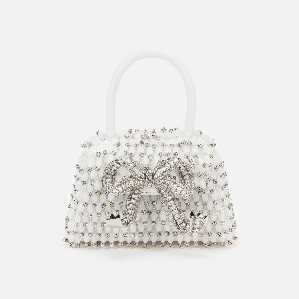 

Сумка Self-Portrait Embellished Micro Bow Bag, белый