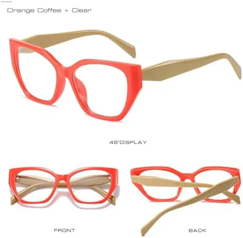 

Ретро-солнцезащитные очки Polygon для женщин, модные двухцветные очки с защитой от УФ-излучения UV400 для мужчин, прозрачные линзы Ocean MTZJH, Orange Coffee Clear