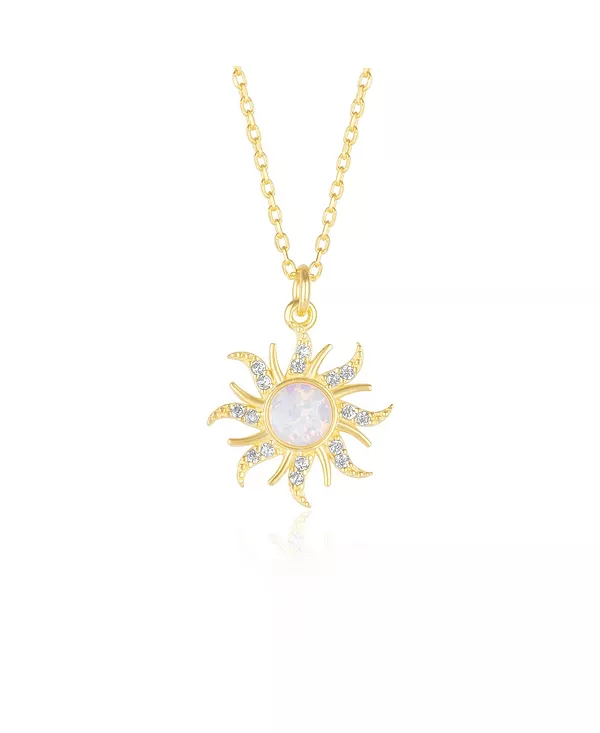 

Ожерелье с белым опалом в форме солнца и солнечных лучей из стерлингового серебра Spero London, gold