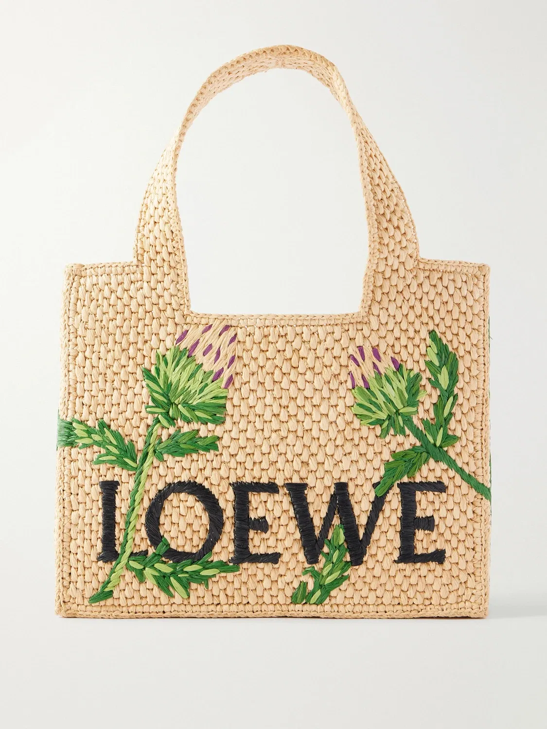Маленькая вышитая рафия-сумка от Paula's Ibiza LOEWE, бежевый