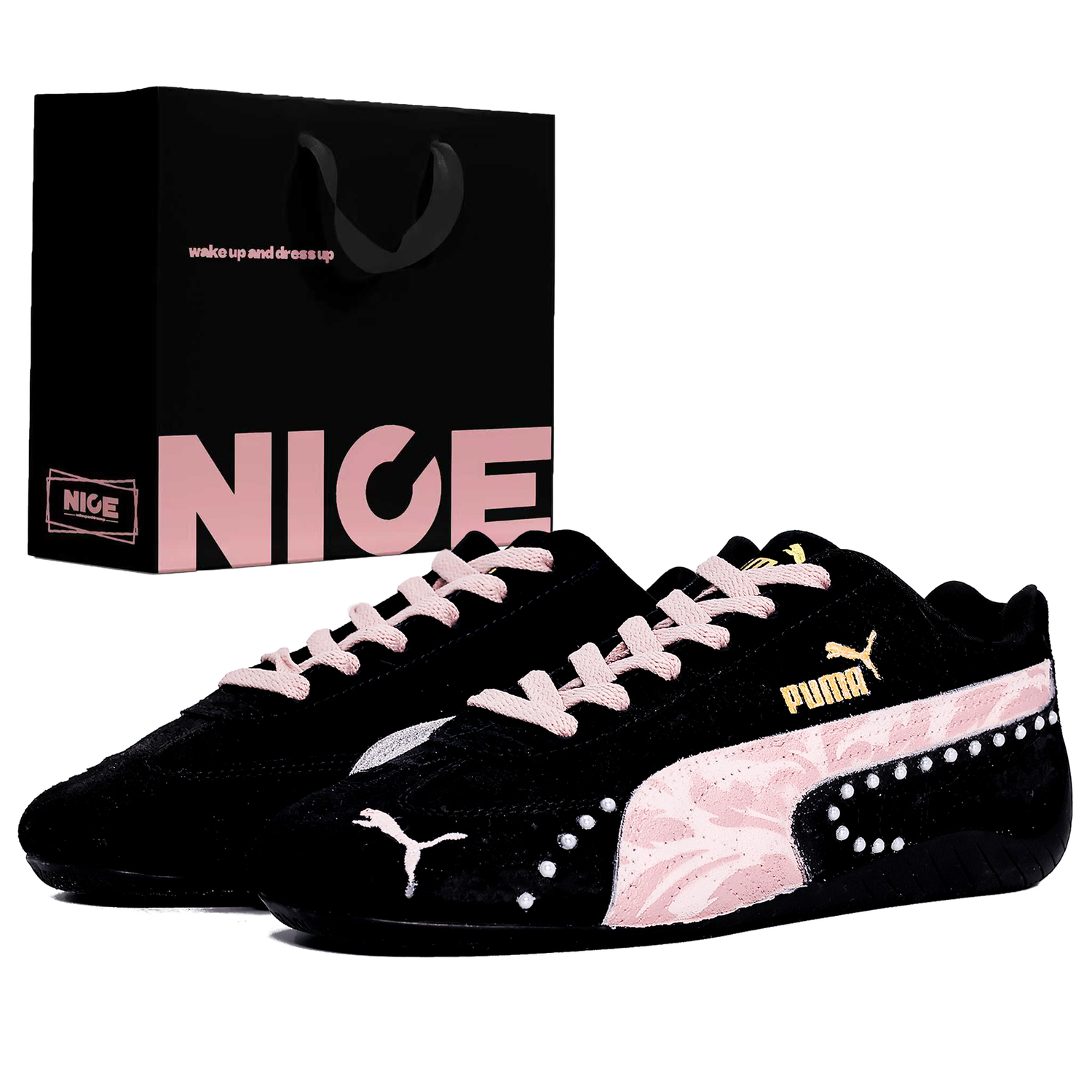 

PUMA Speedcat Cushioning, износостойкие низкие повседневные кроссовки Unisex черные розовые