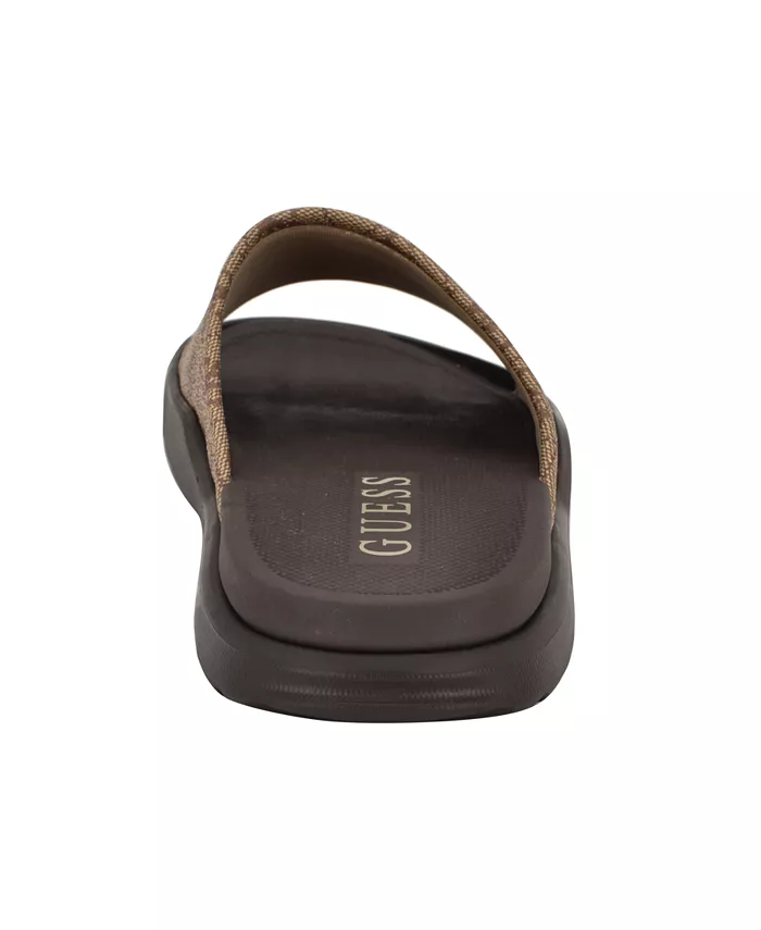 Мужские брендовые слайдеры Magaria с утолщенной подошвой для бассейна GUESS, коричневый — фото 3