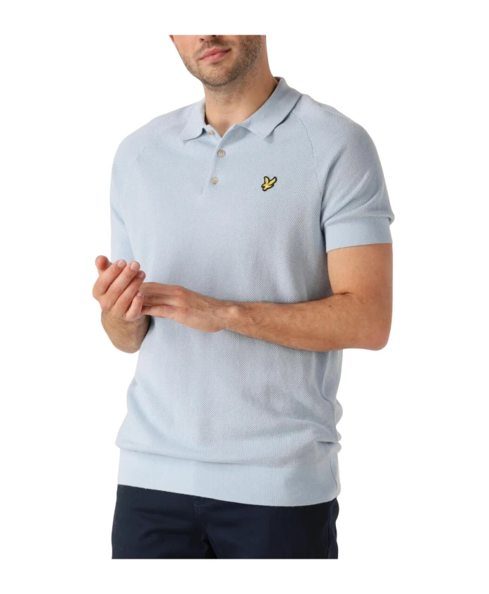 

Вязаная рубашка-поло из смесовой льняной ткани Lyle & Scott, синий