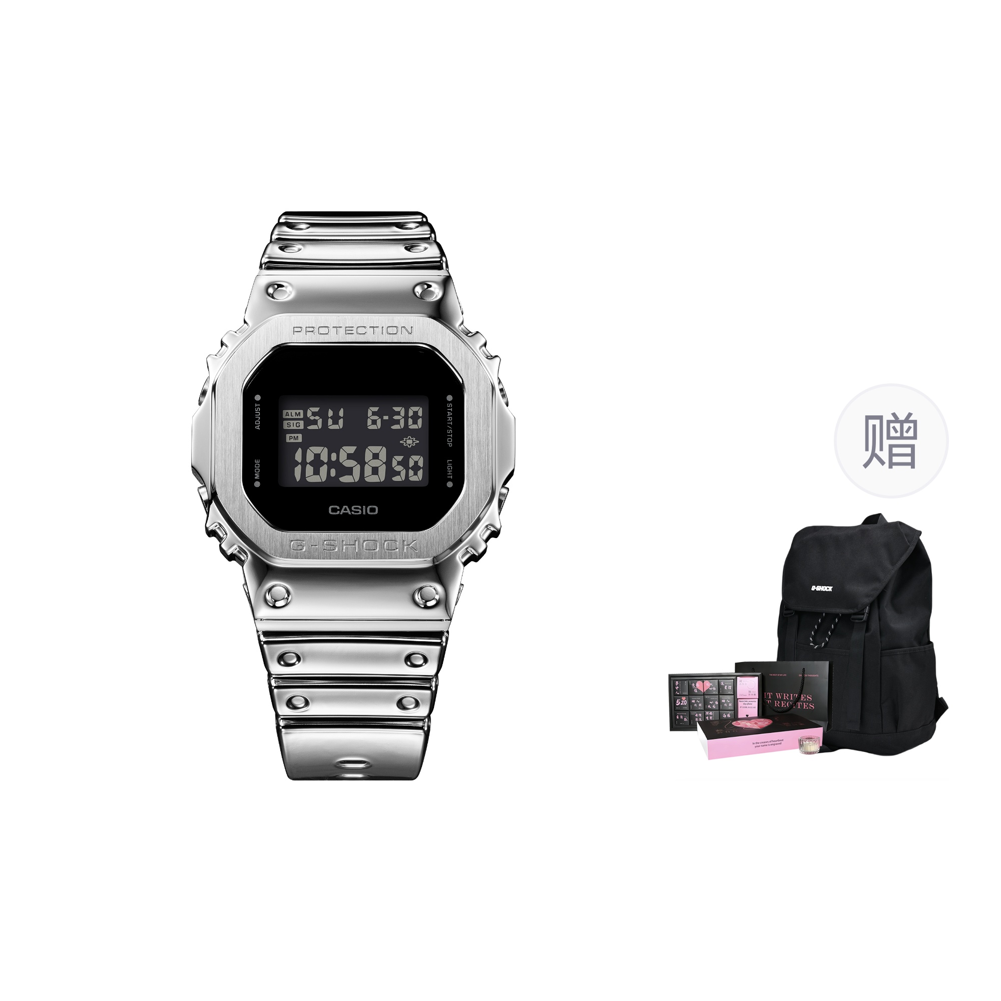 

Кварцевые часы с ремешком из смолы унисекс с черным циферблатом CASIO, черный GM-5600YM-8PR