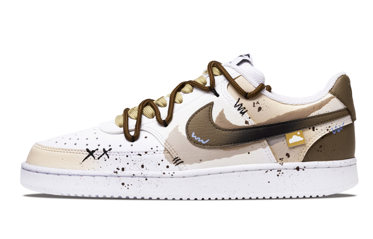 

Кроссовки Nike Court Vision 1 Skateboarding Shoes Women's Low-top White, коричневый