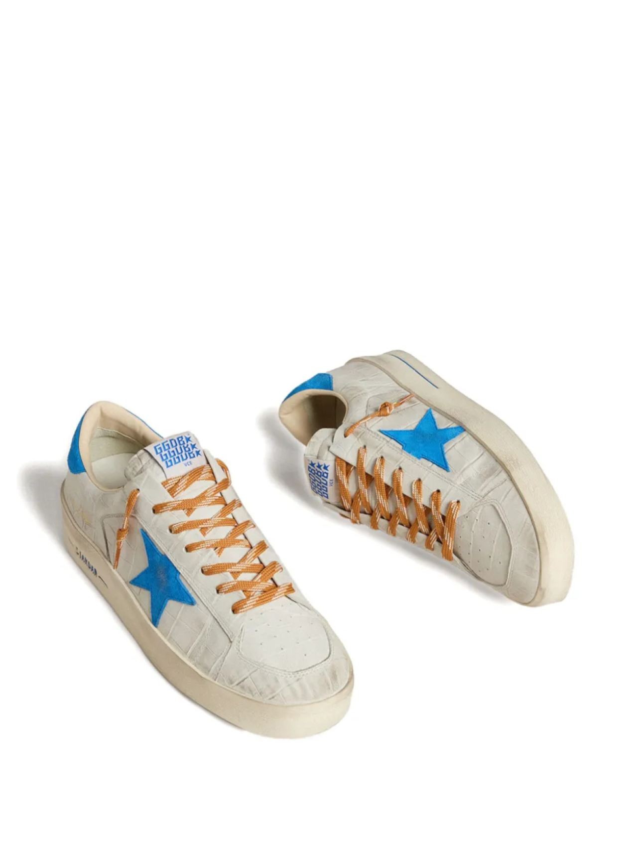 Кроссовки Golden Goose Stardan с принтом звезд и эффектом крокодиловой кожи, белый — фото 2