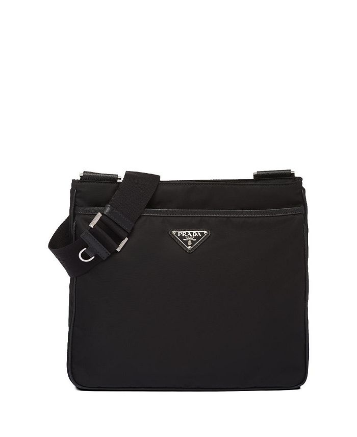 

Плечевая сумка из Re-Nylon и сафьяно. Prada, черный