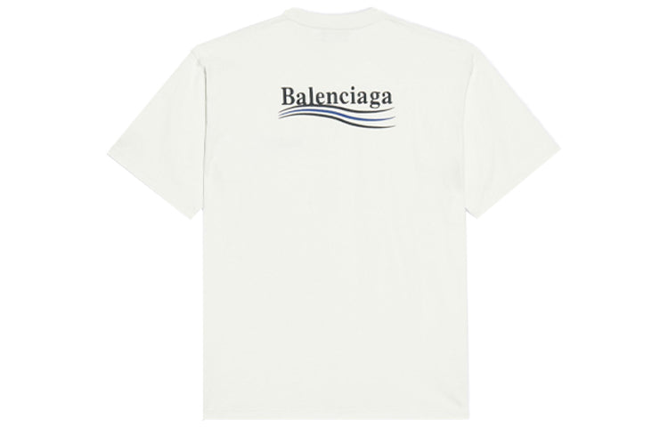Футболка (WMNS) Balenciaga Political Campaign Large Fit Embroidery Round-neck 'White', белый — фото 2