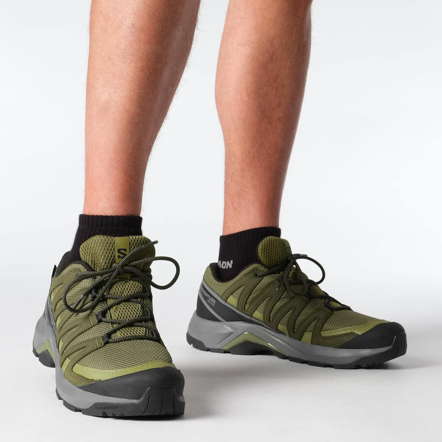 Мужские походные кроссовки Salomon X-Adventure Recon с мембраной Gore-Tex, водонепроницаемые, с хорошим сцеплением и поддержкой для быстрых походов и разнообразной местности, оливковый — фото 3