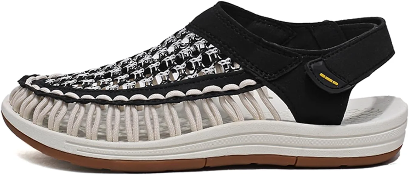 Men's Woven Slip-On Сандалии Breathable Flat Сандалии Lightweight Mesh Сандалии for Men Outdoor Black Casual Water Shoes Dacnakby, белый — фото 2