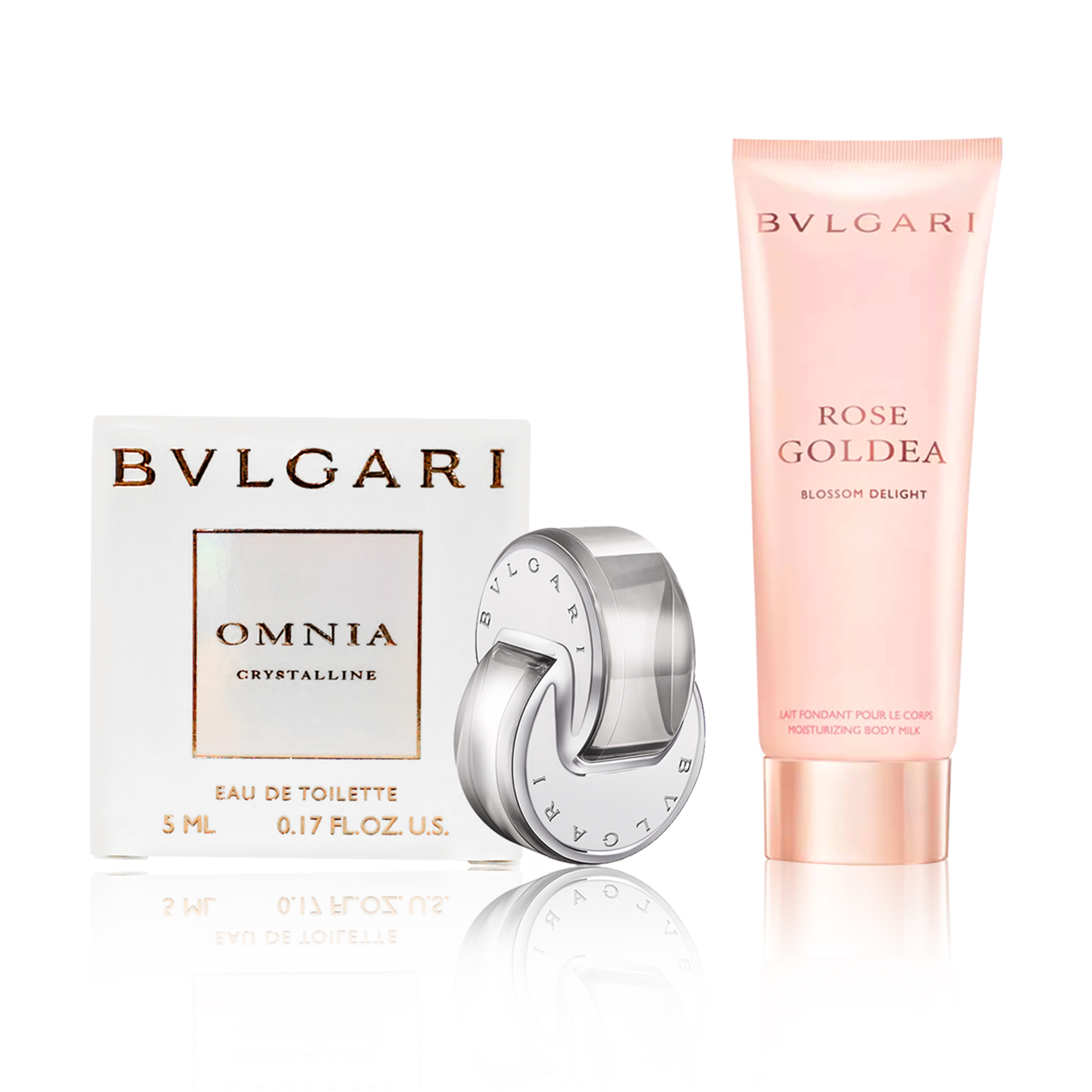 Подарочный набор Bvlgari: туалетная вода Omnia Crystalline + молочко для тела Rose Goldea Blossom Delight, 5 мл + 100 мл — фото 2