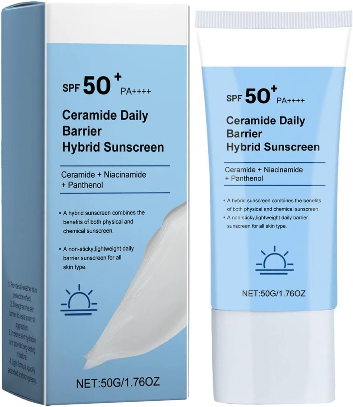 Солнцезащитный лосьон для лица Sangel Sun 50+ увлажняющий, голубой, 82 г Generic