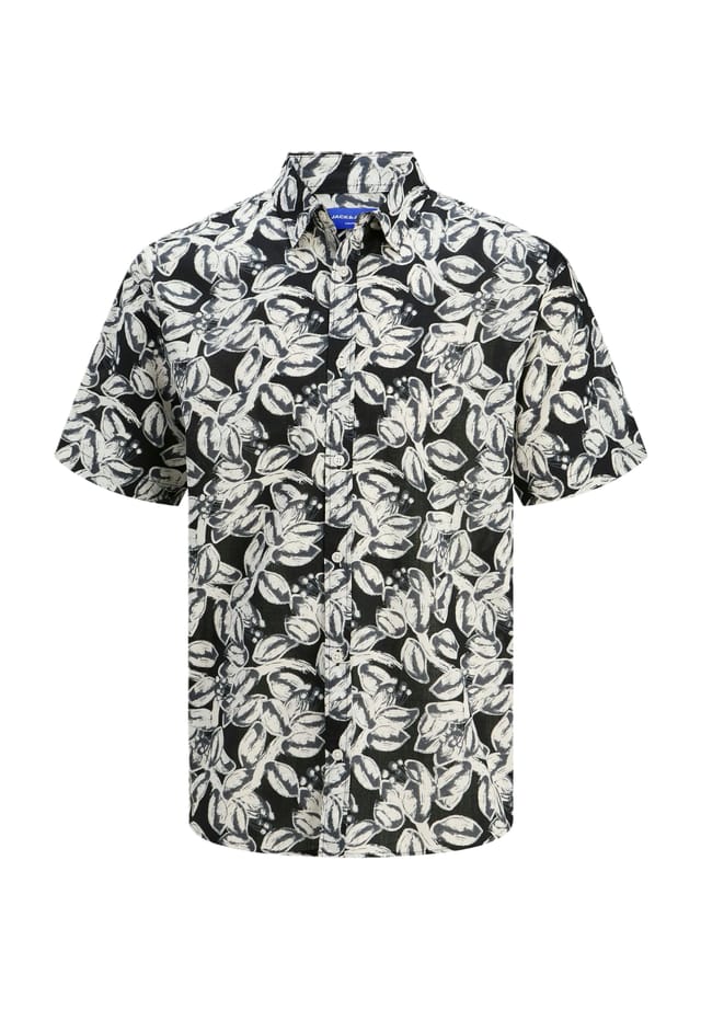 

Повседневная рубашка с коротким рукавом и воротником-стойкой Originals By Jack & Jones, черный