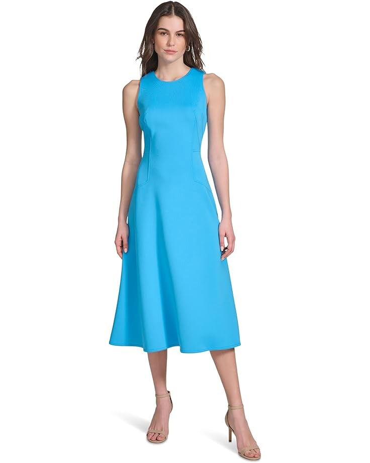 

Платье Calvin Klein Sleeveless Scuba Fit And Flare, цвет Sea