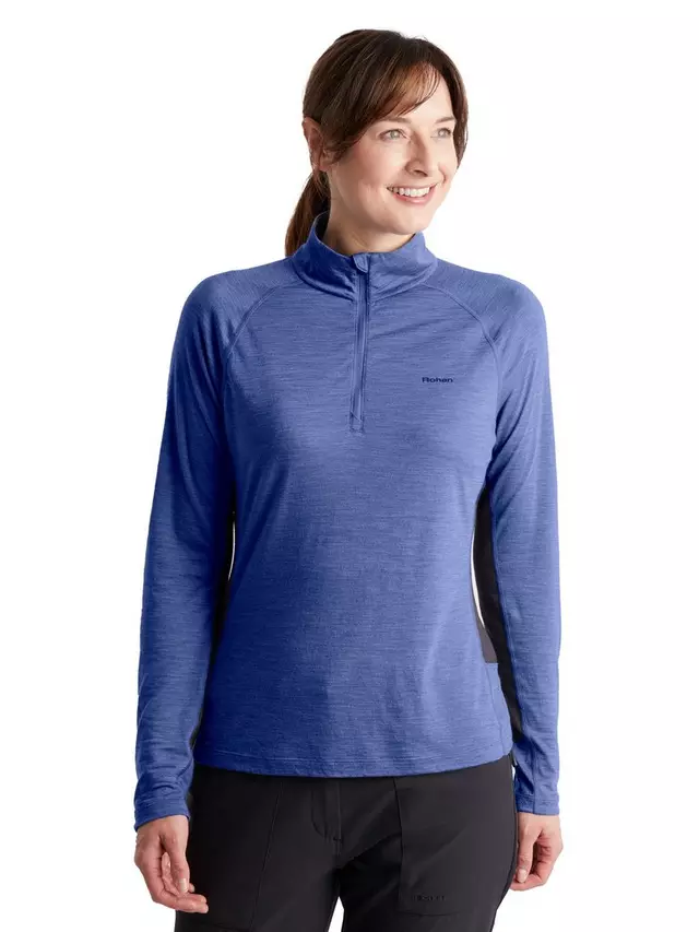 

Топ Rohan Women's Alta Merino Zip Neck Base Layer, цвет heather/blue/marl