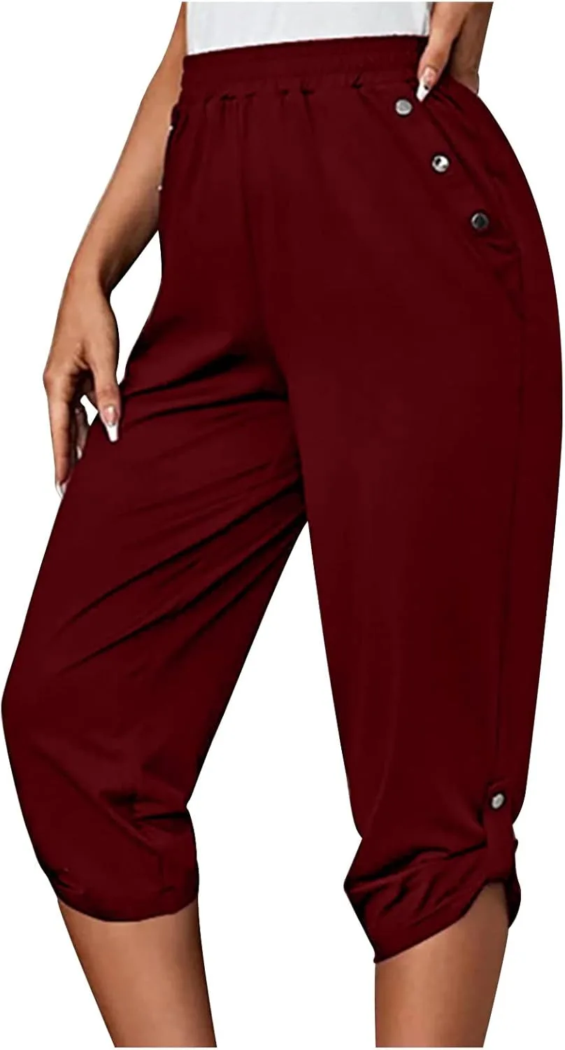 

Женские капри для лета Casual с высокой талией и эластичной посадкой Akklian