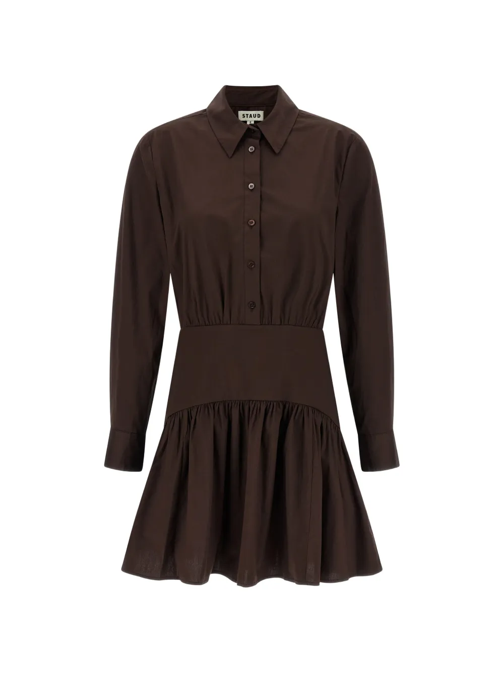 

Платье миди Rocco с пуговицами и длинными рукавами Staud, коричневый
