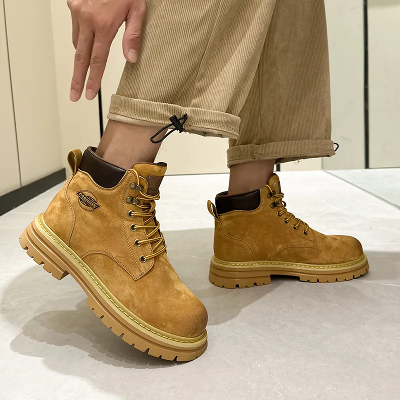 GIGIRYO Короткие армейские ботинки из свиной кожи топ грейн мужские earth yellow — фото 4