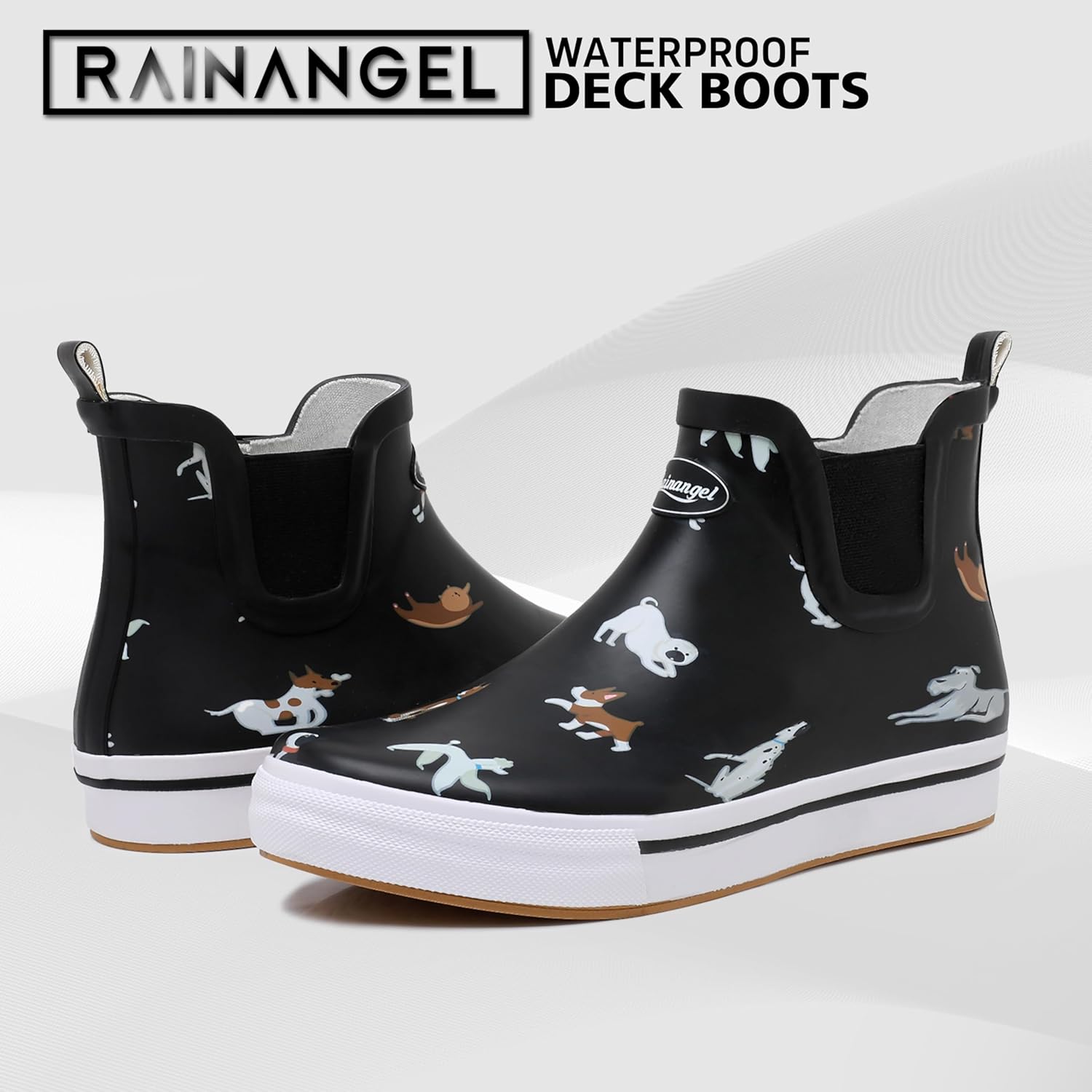 Дождевые сапоги RAINANGEL для женщин и мужчин, унисекс, до щиколотки, противоскользящие, удобные, легкие, для работы в саду и на открытом воздухе, водонепроницаемые сапоги для рыбалки, Animals — фото 2