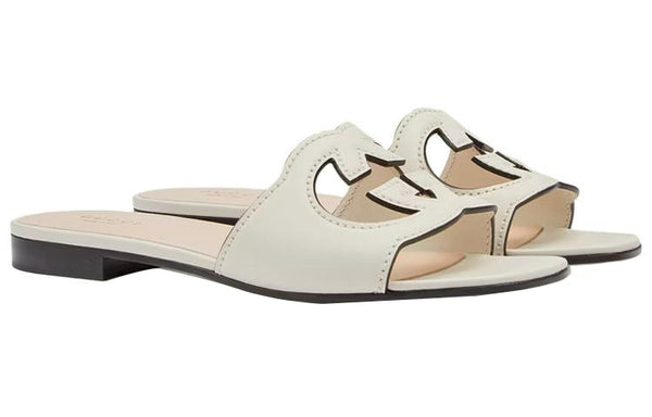 Сандалии interlocking g cut-out slide sandal 'white leather' Gucci, белый — фото 3