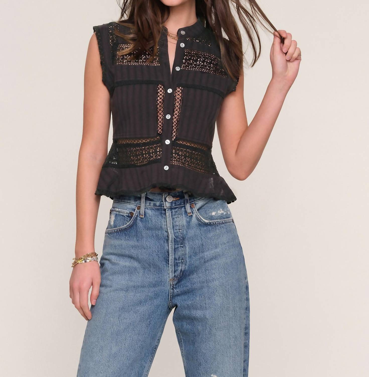 

Женский топ-андресс черного цвета Heartloom, черный