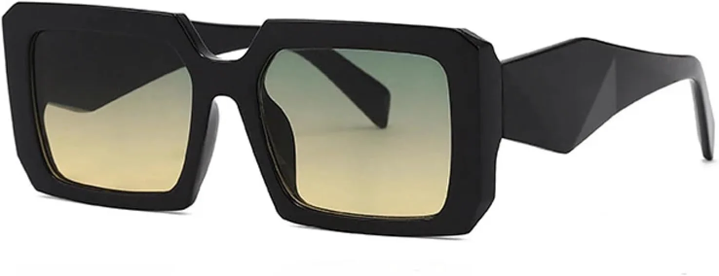 

Винтажные солнцезащитные очки для женщин с двухцветным градиентом, мужские многоугольные солнцезащитные очки с защитой от УФ-излучения UV400 HPIRME, Black Green Tea