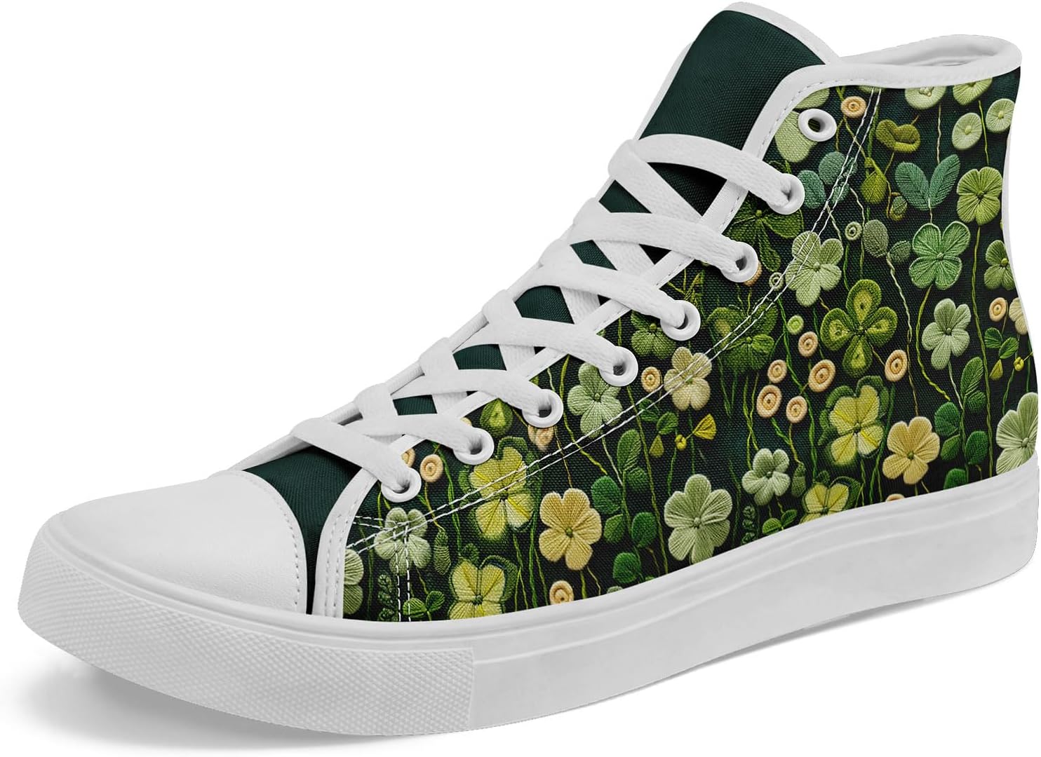 

Высокие кеды из канвы с узором клевер AWSOLE для мужчин и женщин, легкие, дышащие, стильные и удобные, кроссовки для фестиваля, подарок, белый/зеленый/желтый/светло-зеленый