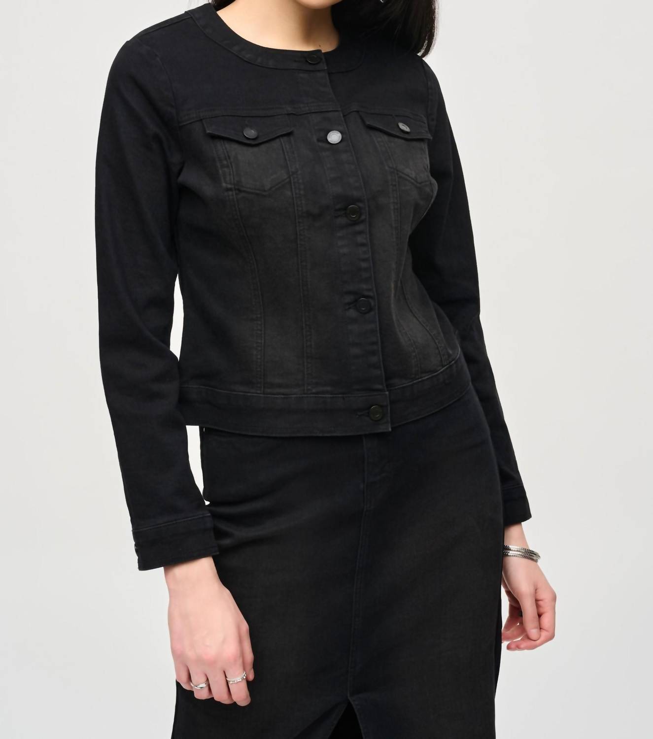 

Черная облегающая джинсовая куртка с длинными рукавами Joseph Ribkoff