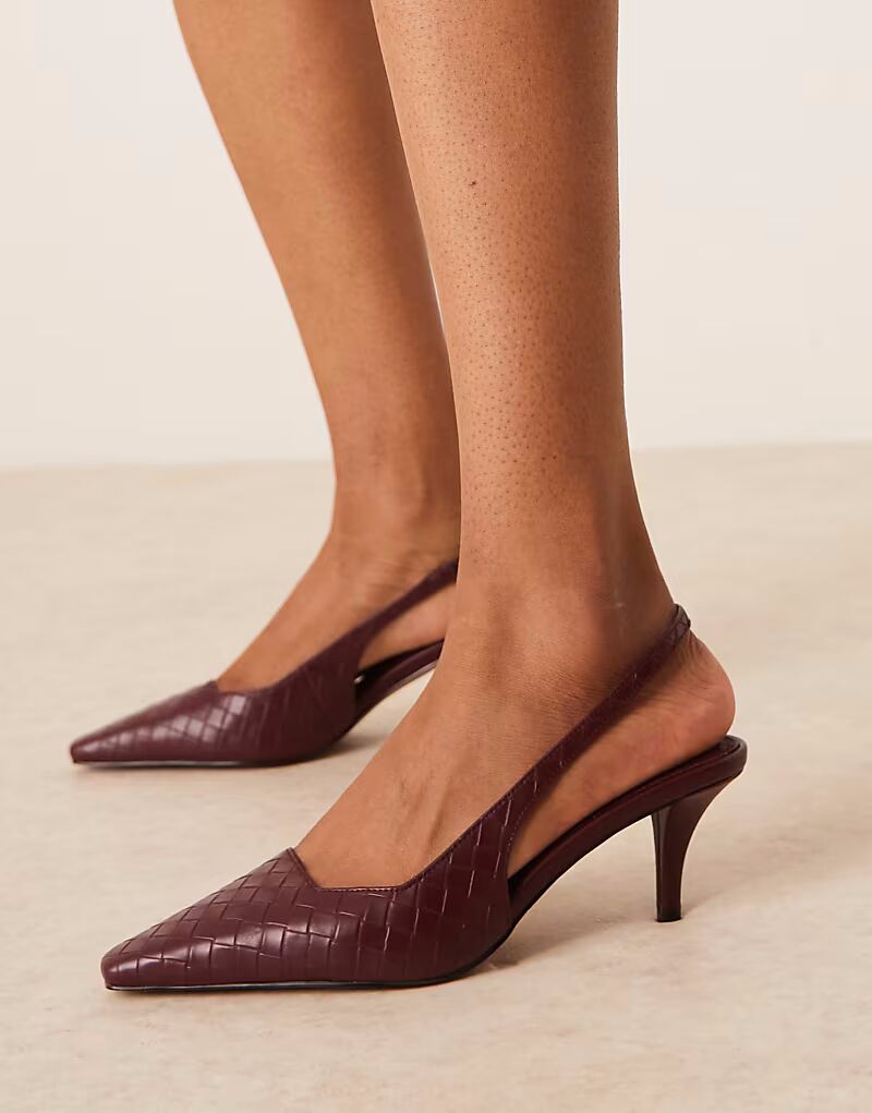 ASOS DESIGN Туфли на каблуке-рюмочке с плетением Shake, бордового цвета