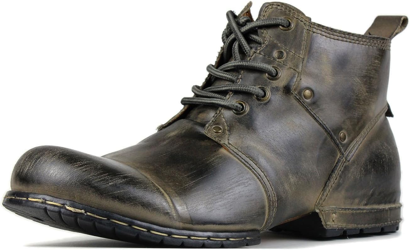 

Мужские мотоботы OSSTONE, стильные кожаные ботинки Чукка на шнуровке, повседневная обувь OS-6015-2 ретро-коричневый, США-R