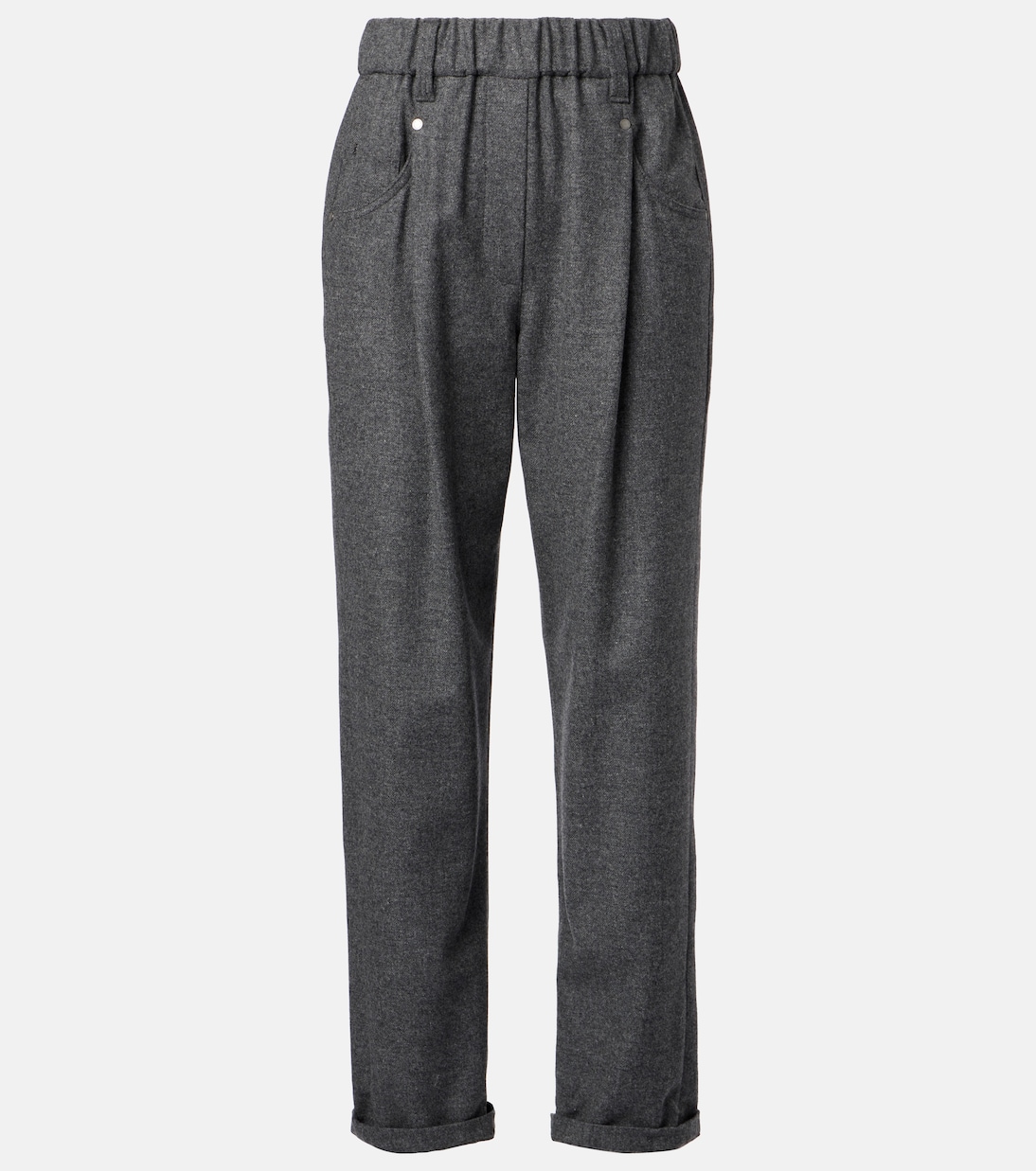 

Укороченные прямые брюки из шерсти и кашемира Brunello Cucinelli, Mid Grey