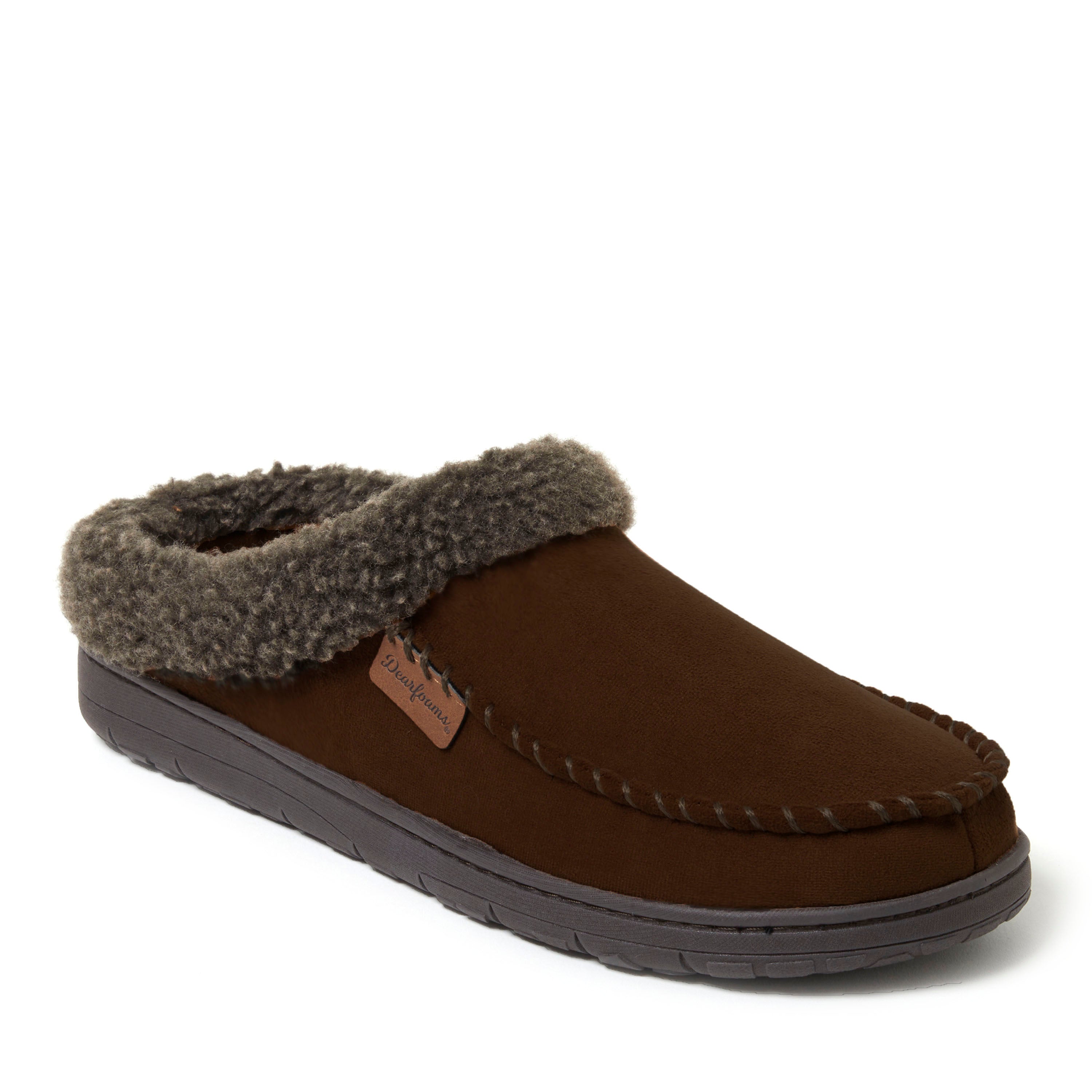 

Мужские тапочки Dearfoams из микрозамши, цвет coffee
