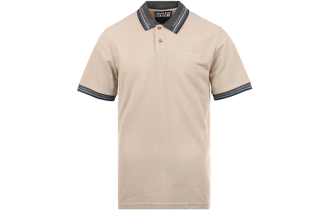 

Поло с коротким рукавом и вышитым логотипом VERSACE JEANS COUTURE, бежевый