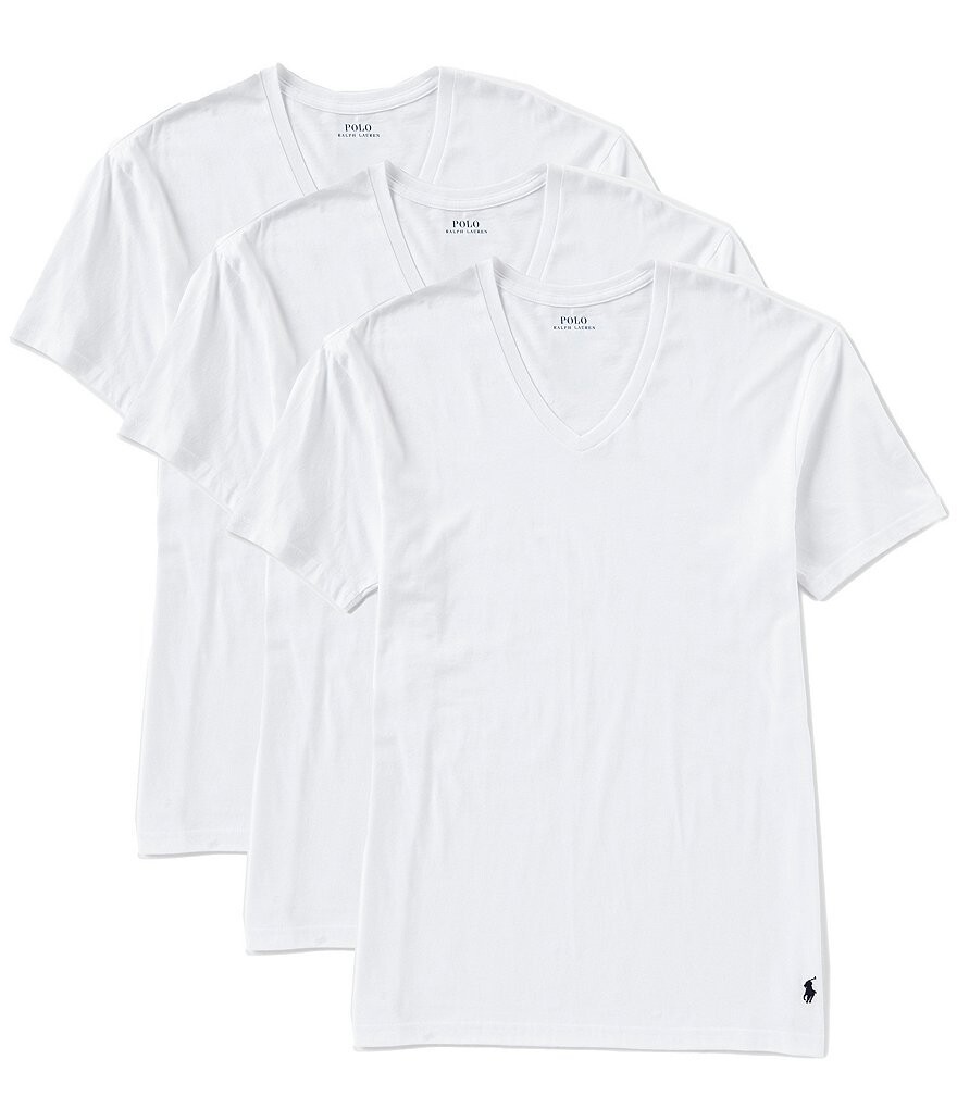 

Комплект из 3 футболок классического кроя с v-образным вырезом Polo Ralph Lauren, белый