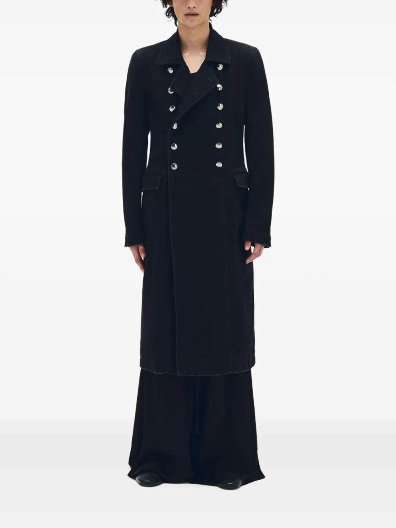 

Ann Demeulemeester двубортный тренч Willem, черный