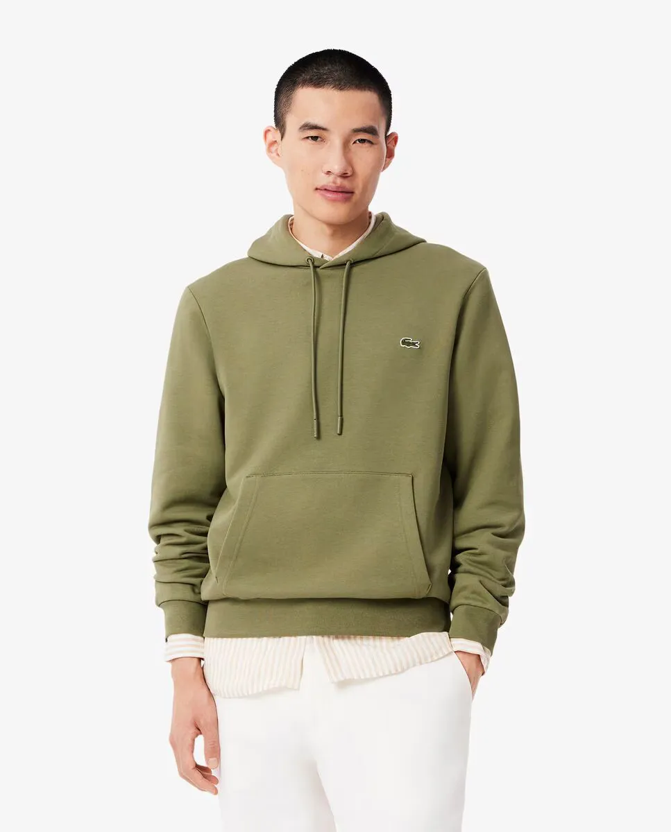 

Мужская толстовка с капюшоном из хлопкового флиса Lacoste, военный зеленый