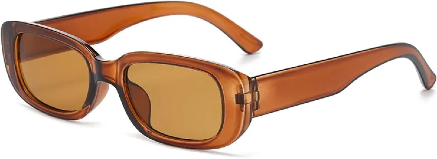 

Прямоугольные модные солнцезащитные очки для женщин и мужчин в стиле ретро с защитой от УФ-излучения UV400 для летнего отдыха на пляже и путешествий TVTBBVV, Brown