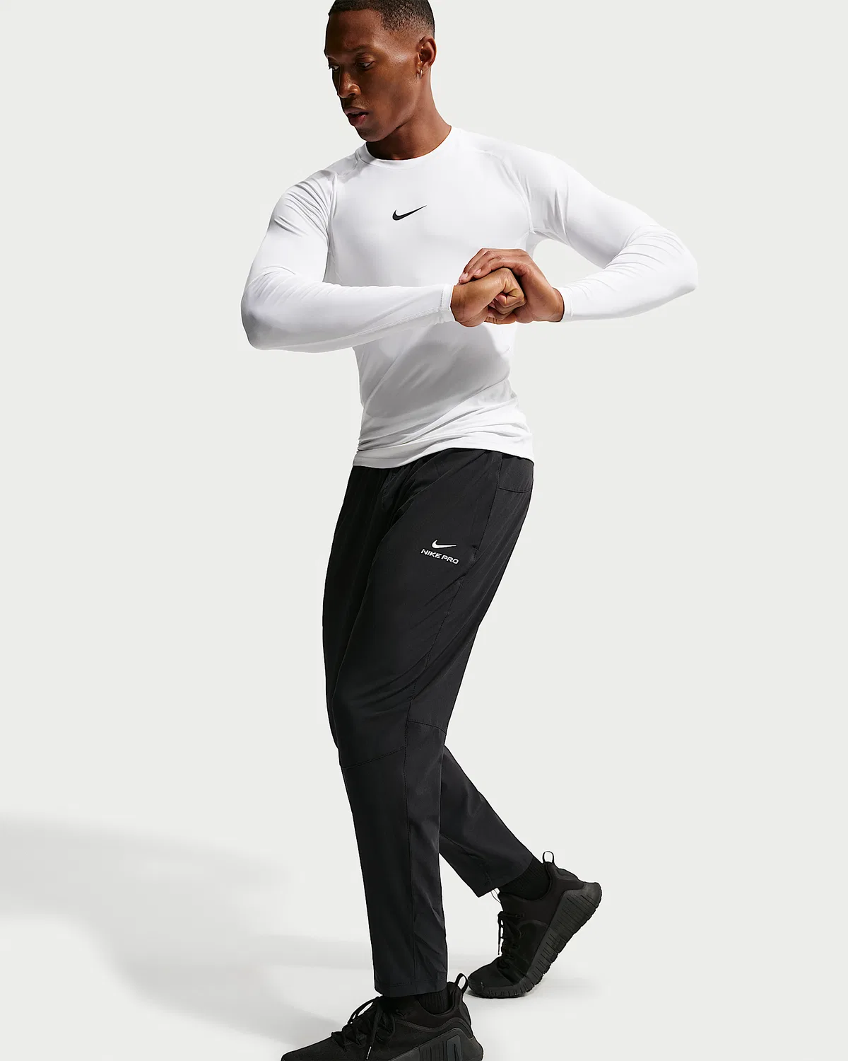 Мужские тренировочные штаны Nike Pro Dri-FIT, Black/White — фото 4