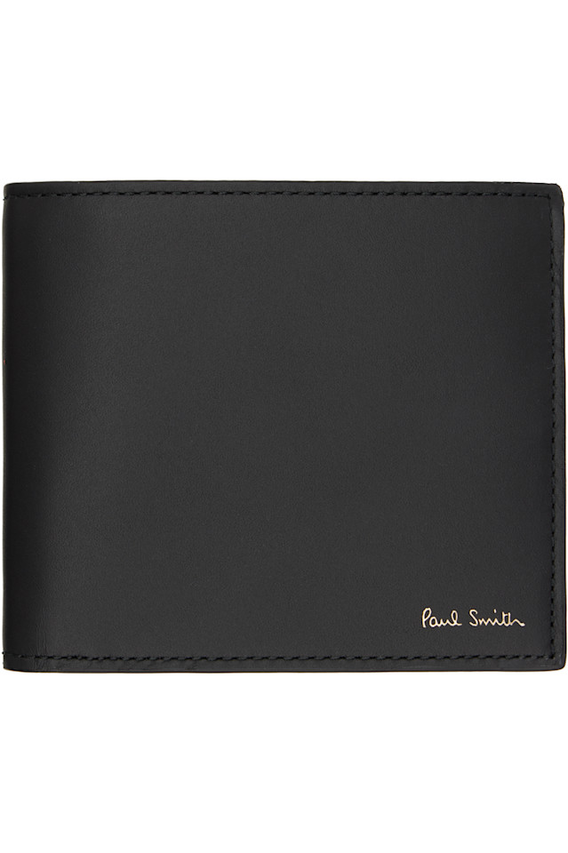 

Кошелек с монетницей и полосатой отделкой внутри Signature stripe Paul Smith, черный