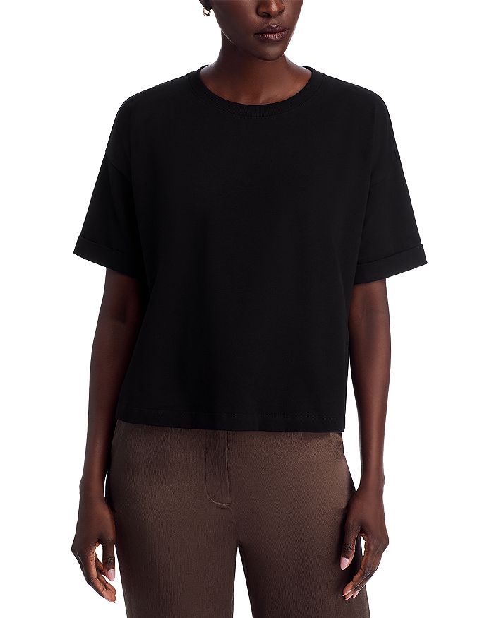 

Свободный свитшот с круглым вырезом Eileen Fisher, черный