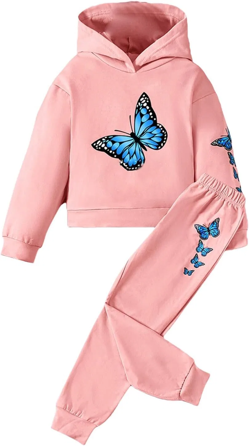 Детский спортивный костюм из флиса, бабочка, Pink