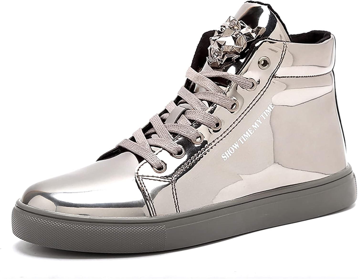 

IGxx Блестящие туфли с пайетками для мужчин и женщин, модные золотые туфли, сверкающие высокие кроссовки, панк, серебряный