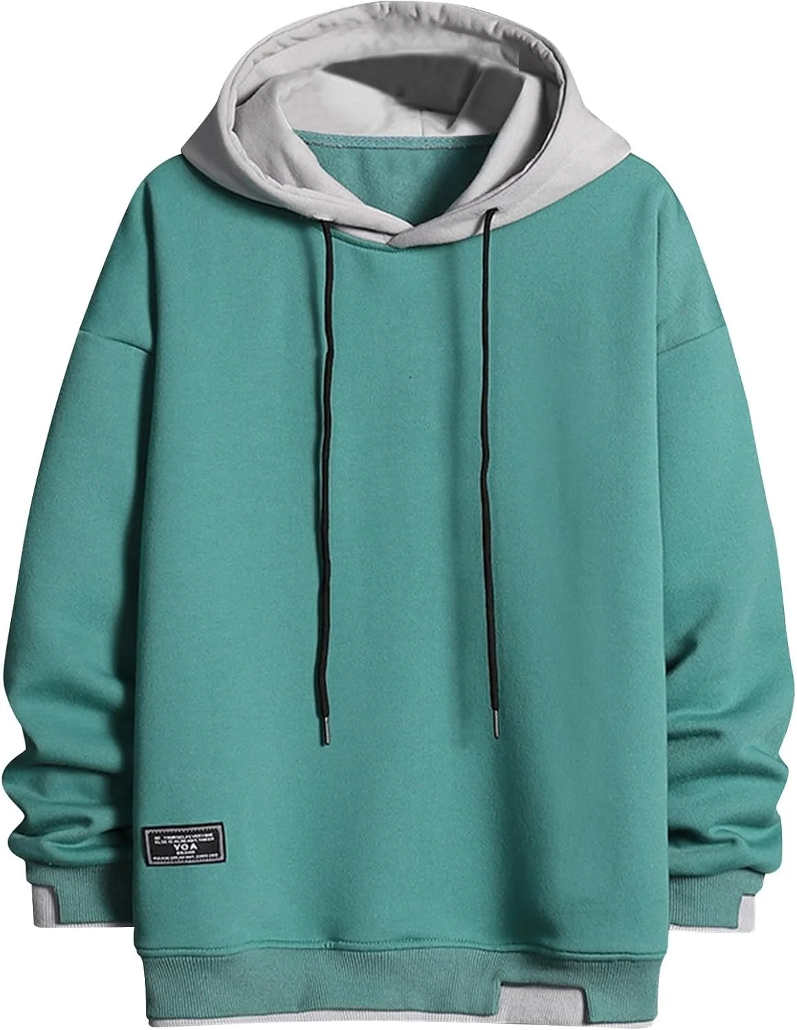 

Толстовка с капюшоном для мужчин Y2k, длинный рукав, цветной блок, мешковатая, легкая