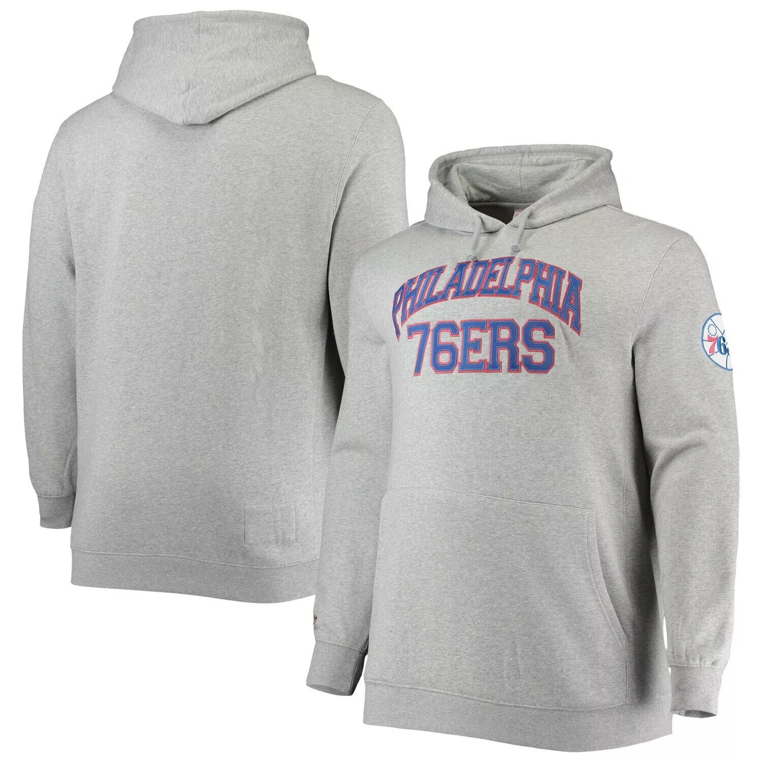 

Мужская толстовка с капюшоном Mitchell & Ness Heathered Grey Philadelphia 76ers Hardwood Classics Big & Tall Throwback Pullover