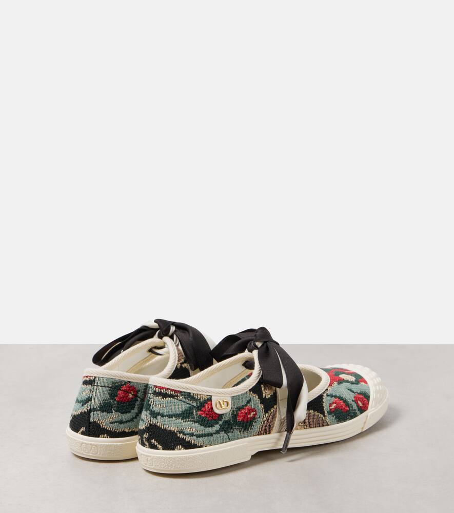Бай бай жаккардовые слипоны Мэри Джейн Valentino Garavani, Nero-Fiori Multicolor/Ivory — фото 2