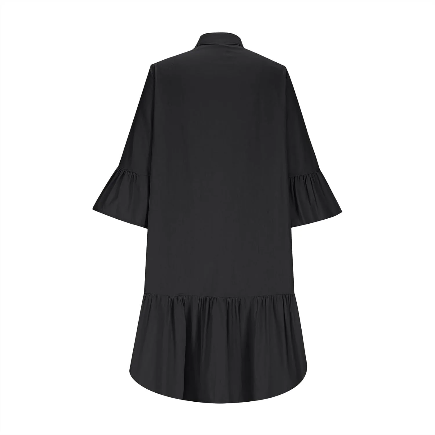 Платье-рубашка Fashion Bell с 3/4 рукавом и рюшами, элегантный кэжуал для лета и пляжа Generic, черный — фото 3