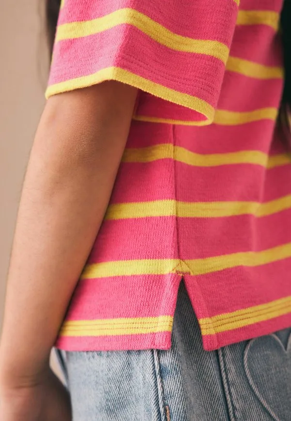 Регбийная футболка с коротким рукавом стандартного кроя. рубашка-поло Next, Bright Pink Stripe — фото 3